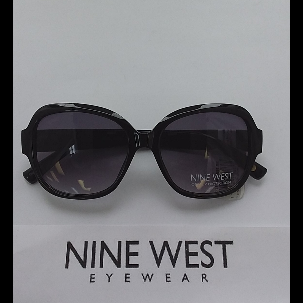 NWT Nine West Square Aviator Black Sunglasses